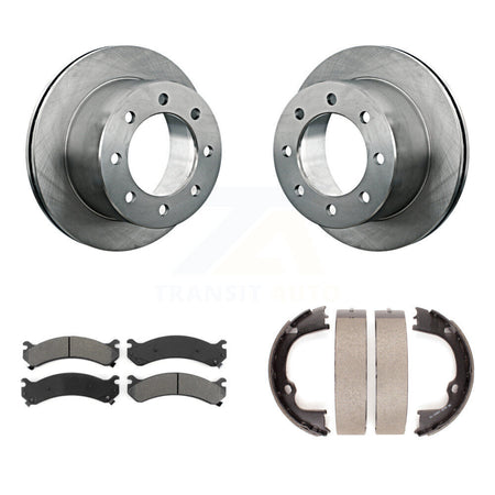 Rear Disc Rotors Semi-Metallic Pads & Parking Shoes Kit For GMC Sierra 3500 HD Chevrolet K8S-105200