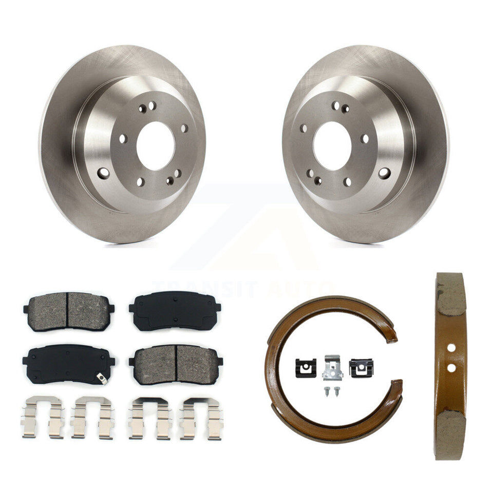 Rear Disc Rotors Semi-Metallic Pads And Parking Brake Shoes Kit For Kia Sedona K8S-105202