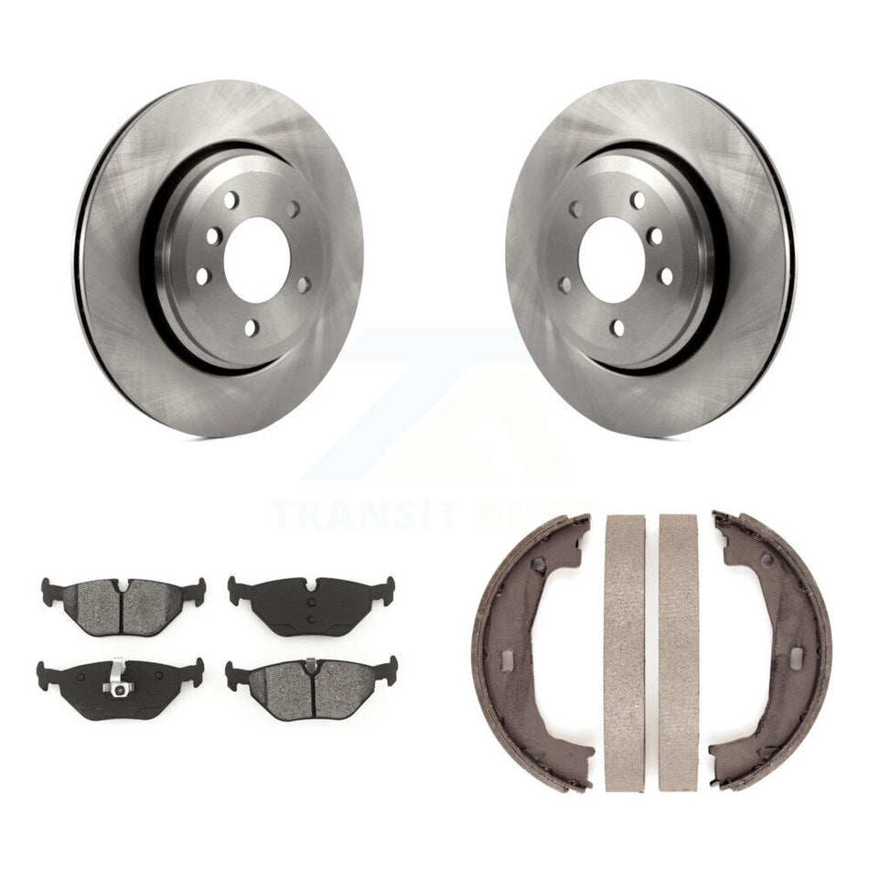 Rear Disc Rotors Semi-Metallic Pads And Parking Brake Shoes Kit For BMW 320i K8S-105211