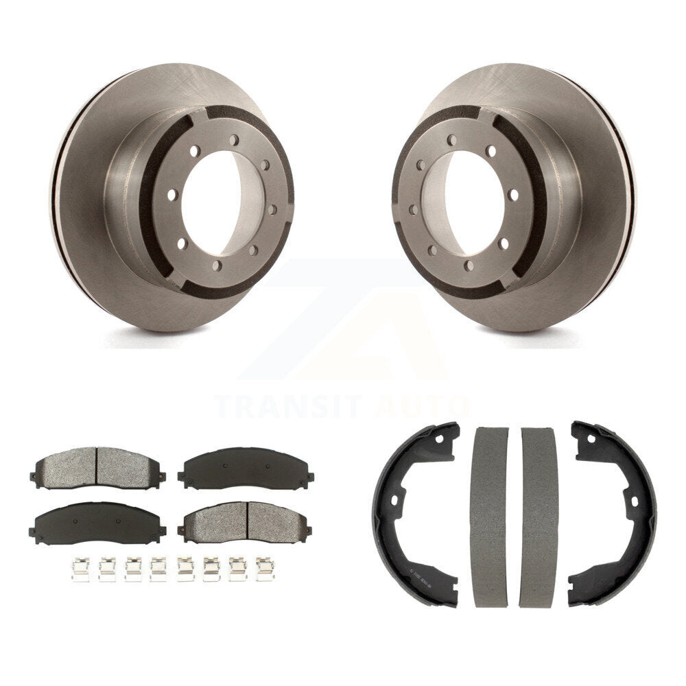 Rear Disc Rotors Semi-Metallic Pads And Parking Shoes Kit For Ford F-350 Super Duty F-250 K8S-105214