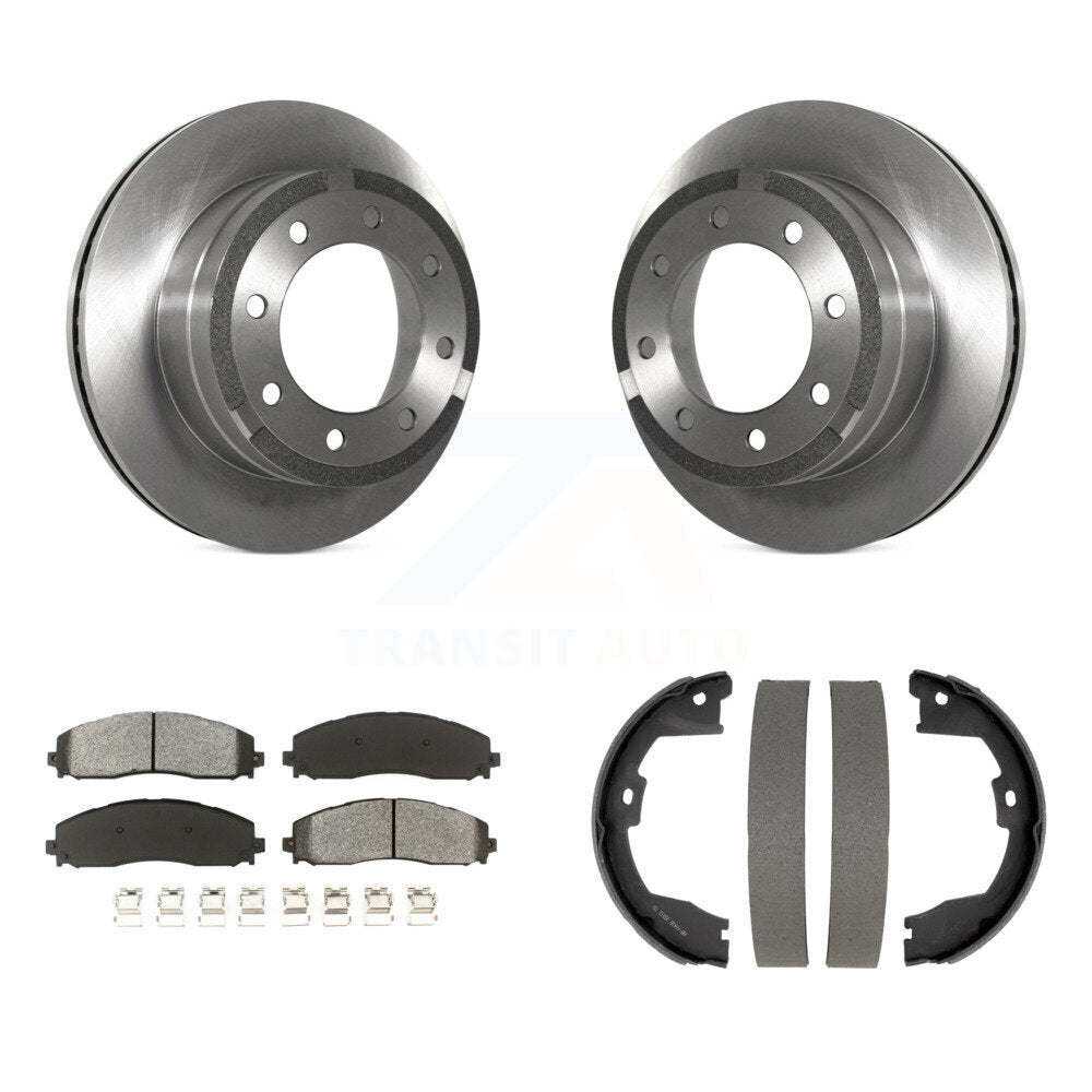 Rear Disc Rotors Semi-Metallic Pads And Parking Shoes Kit For Ford F-350 Super Duty F-250 K8S-105215
