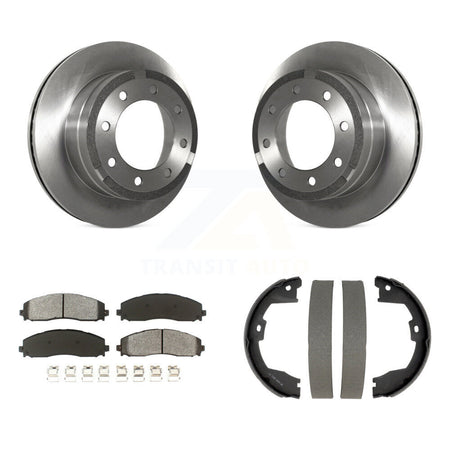 Rear Disc Rotors Semi-Metallic Pads And Parking Shoes Kit For Ford F-350 Super Duty F-250 K8S-105215