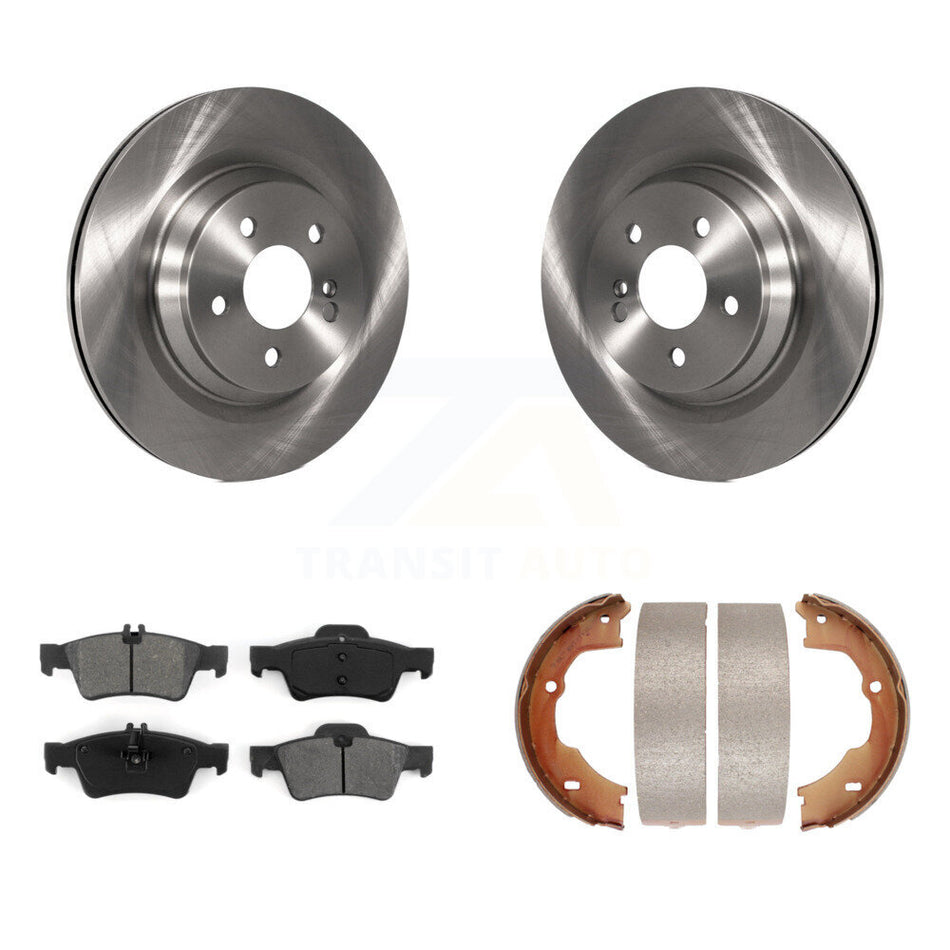 Rear Disc Rotors Semi-Metallic Pads And Parking Brake Shoes Kit For Mercedes-Benz SL550 K8S-105223