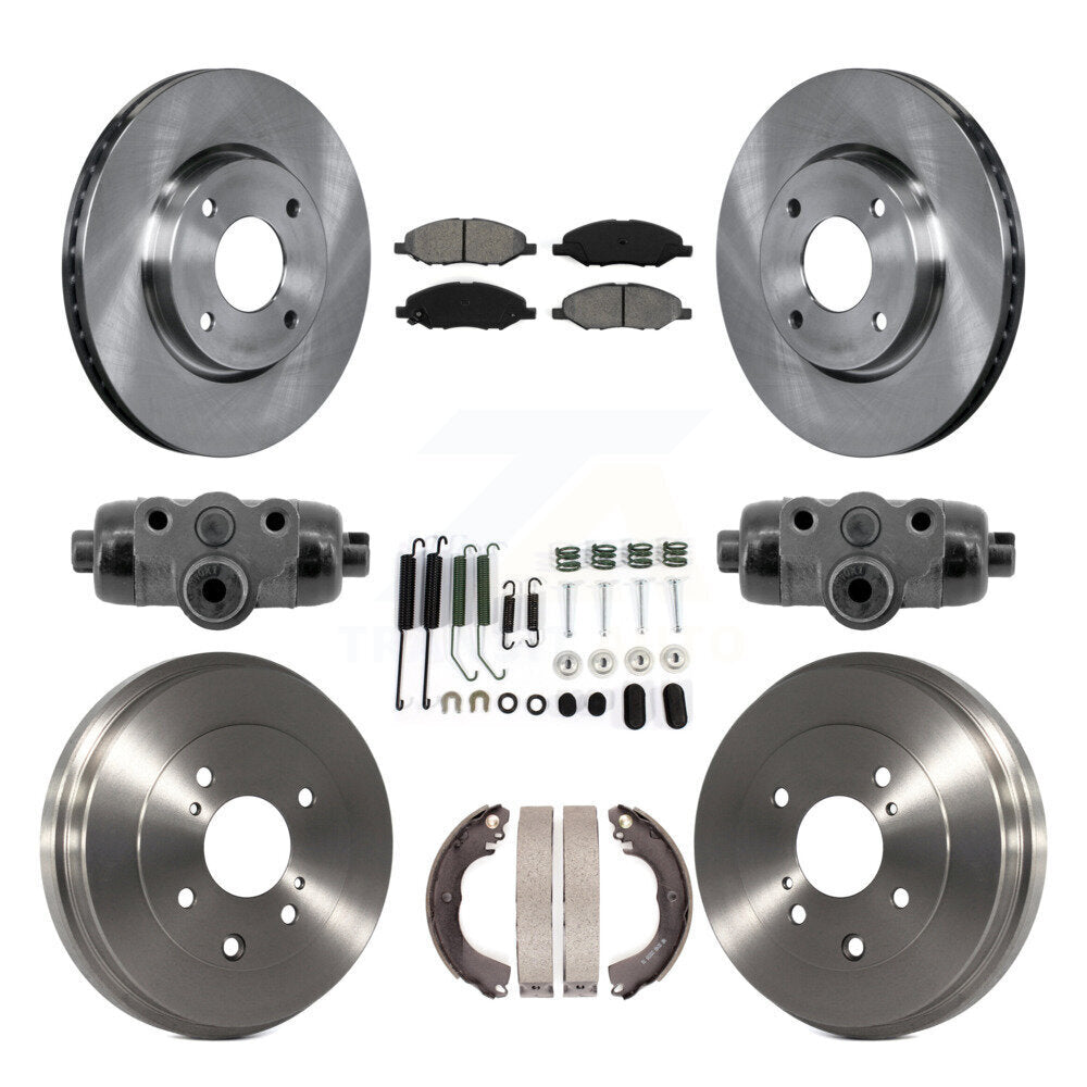 Front Rear Brake Rotor Semi-Metallic Pad Drum Kit (9Pc) For 2008 Nissan Versa 4-Wheel ABS K8S-105233