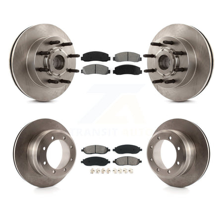 Front Rear Disc Brake Rotor Semi-Metallic Pad Kit For 2005-2007 Ford F-250 Super Duty RWD K8S-105240