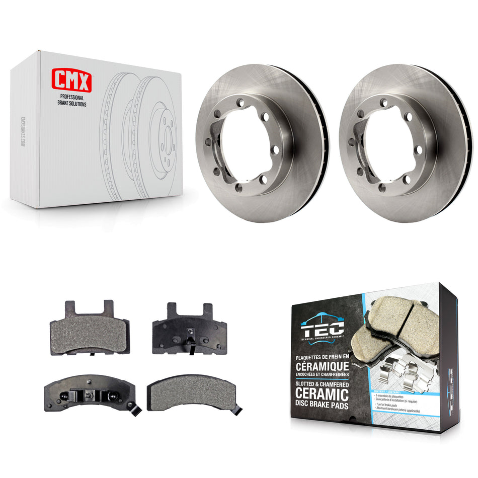 Front Disc Brake Rotors And Ceramic Pads Kit For Chevrolet K2500 Dodge Ram 2500 K1500 Suburban Tahoe GMC K3500 K8T-100010