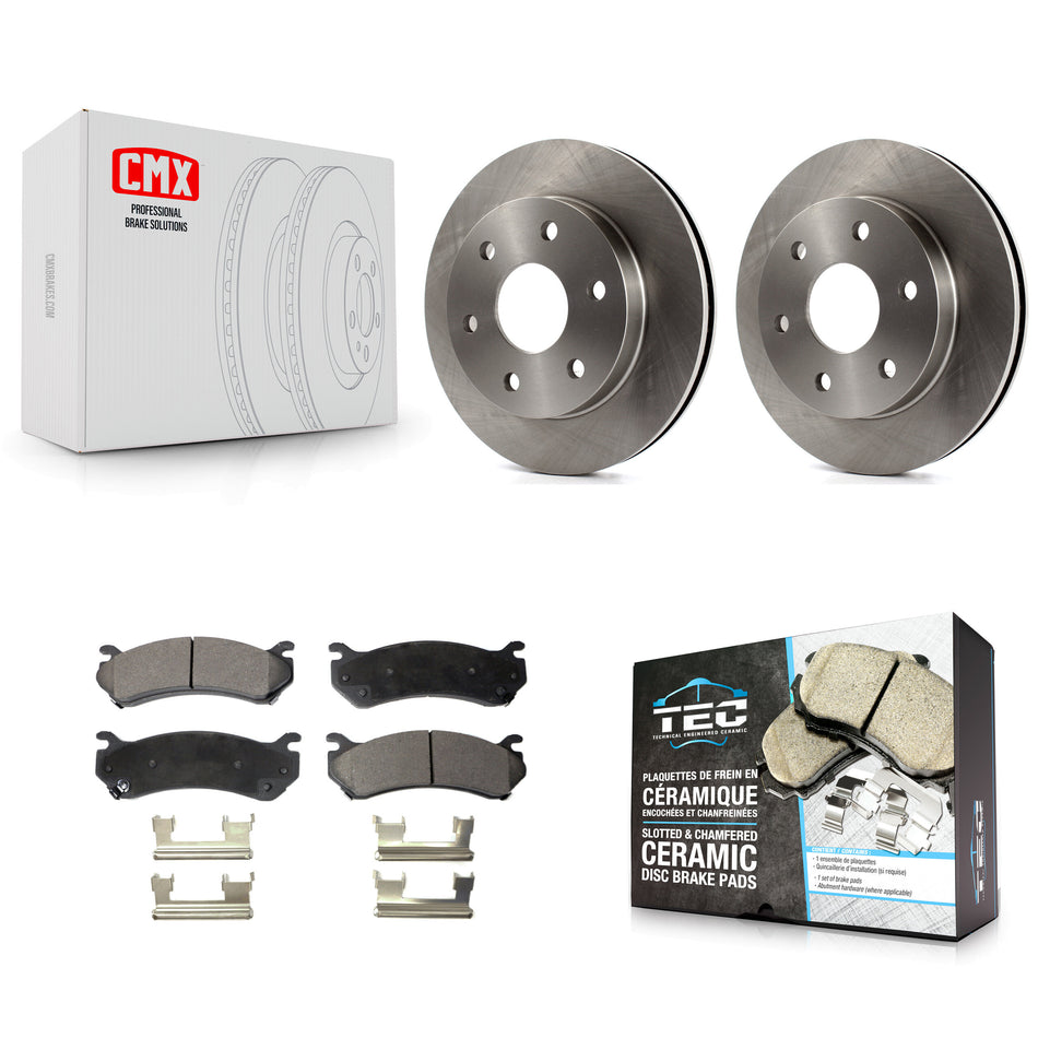 Front Brake Rotor Ceramic Pad Kit For Chevrolet Silverado 1500 GMC Tahoe Sierra Suburban Yukon Avalanche XL Cadillac Classic Escalade Express 2500 Astro ESV EXT Savana Safari K8T-100020