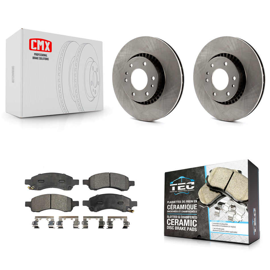 Front Disc Brake Rotors And Ceramic Pads Kit For Chevrolet Trailblazer GMC Envoy EXT XL Buick Rainier Saab 9-7x Isuzu Ascender SSR K8T-100026