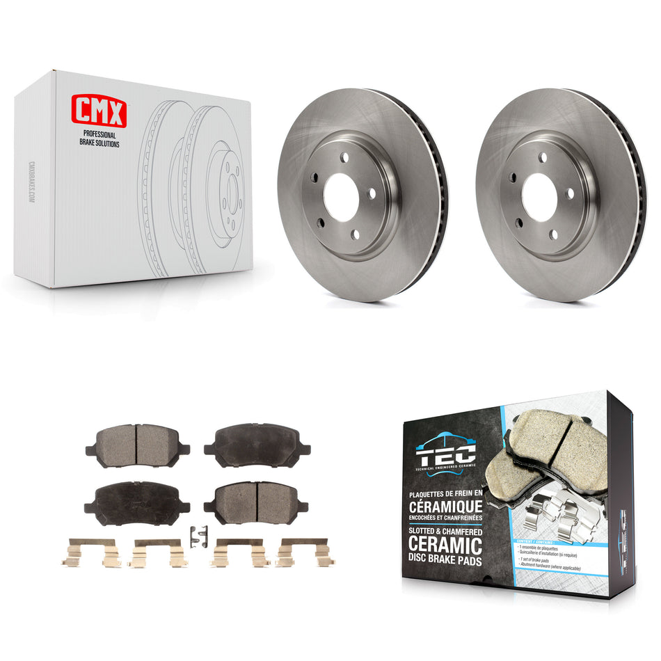 Front Disc Brake Rotors And Ceramic Pads Kit For 2010 Pontiac G5 With Rear Brakes K8T-100037