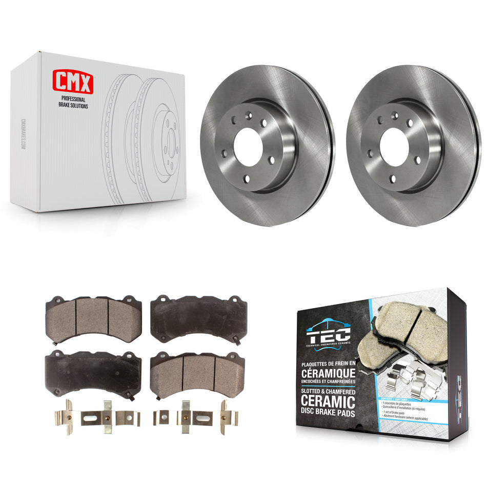 Front Disc Brake Rotors And Ceramic Pads Kit For 2017 Cadillac ATS V With 300mm Diameter Rotor K8T-100090