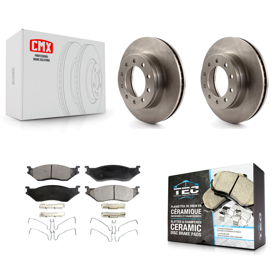 Front Disc Brake Rotors And Ceramic Pads Kit For Ford F-450 Super Duty F-550 International CF500 CF600 K8T-100139