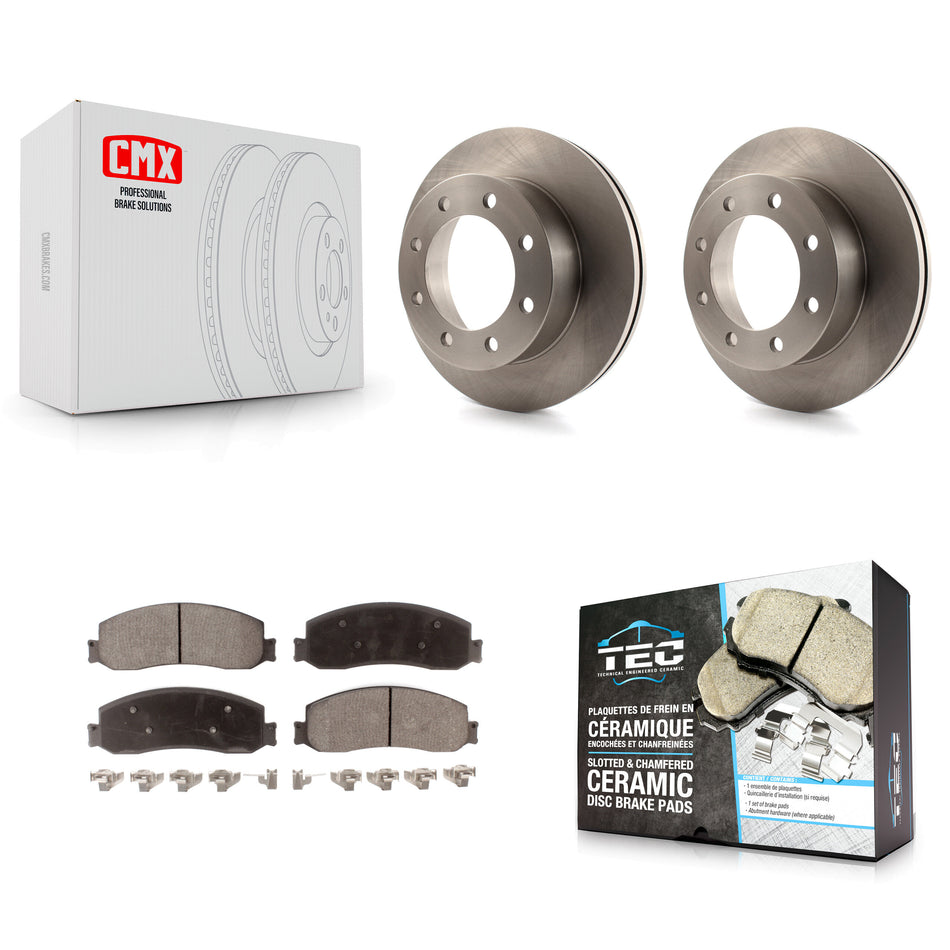 Front Disc Brake Rotors And Ceramic Pads Kit For 2011 Ford F-350 Super Duty 4WD With Dual Rear Wheels K8T-100146