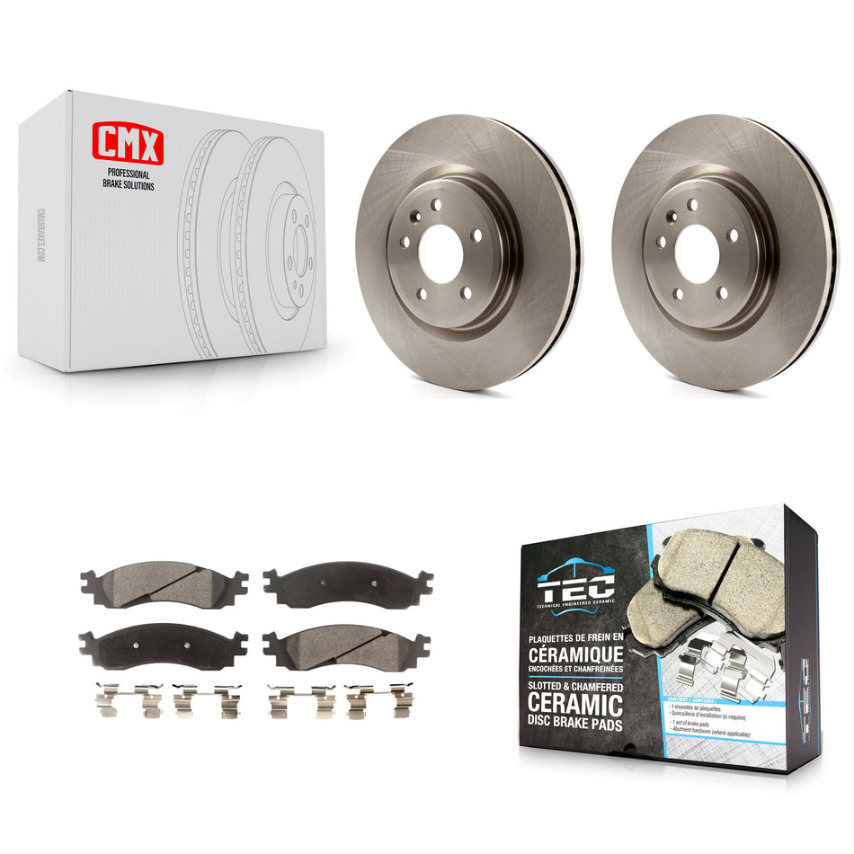 Front Disc Brake Rotors And Ceramic Pads Kit For 2010-2012 Ford Taurus SHO K8T-100161