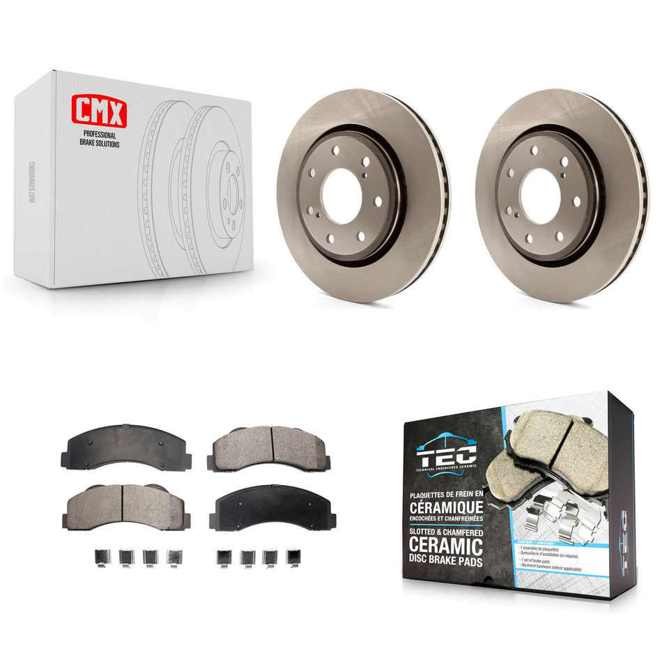 Front Disc Brake Rotors And Ceramic Pads Kit For 2010-2014 Ford F-150 With 7 Lug Wheels K8T-100166