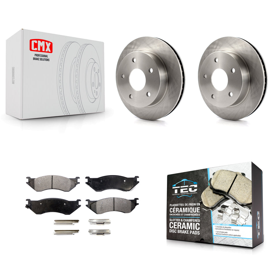 Front Disc Brake Rotors And Ceramic Pads Kit For 2000-2001 Dodge Ram 1500 4WD K8T-100199