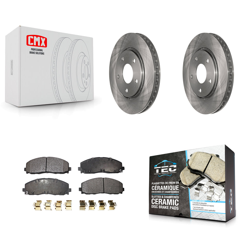 Front Disc Brake Rotors And Ceramic Pads Kit For 2017-2018 Dodge Grand Caravan With Single Piston Caliper K8T-100233