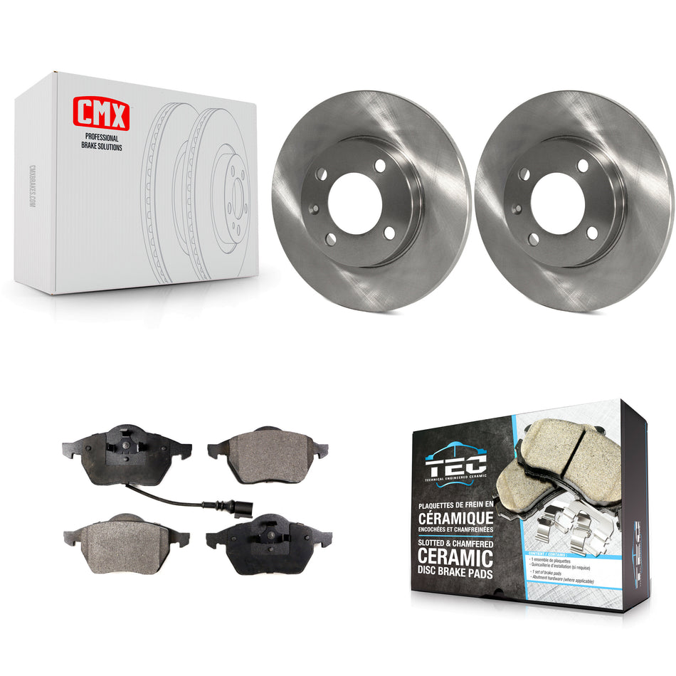 Front Disc Brake Rotors And Ceramic Pads Kit For 1996-1998 Volkswagen Jetta 2.8L With 239mm Diameter Rotor K8T-100251
