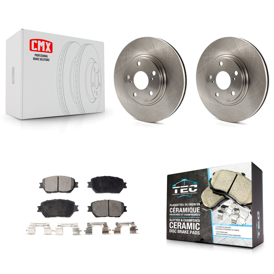 Front Disc Brake Rotors And Ceramic Pads Kit For 2002-2004 Toyota Camry With 296mm Diameter Rotor Stepped Hat Design K8T-100338