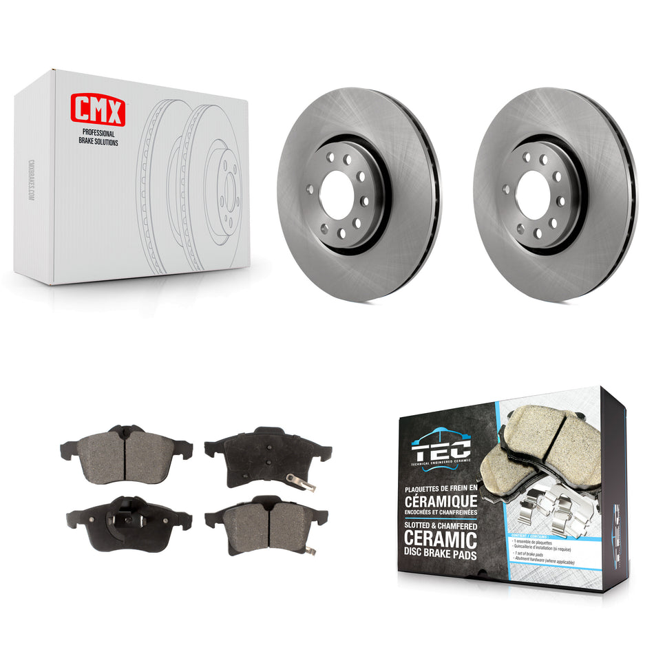 Front Disc Brake Rotors And Ceramic Pads Kit For 2008-2009 Saturn Astra K8T-100376