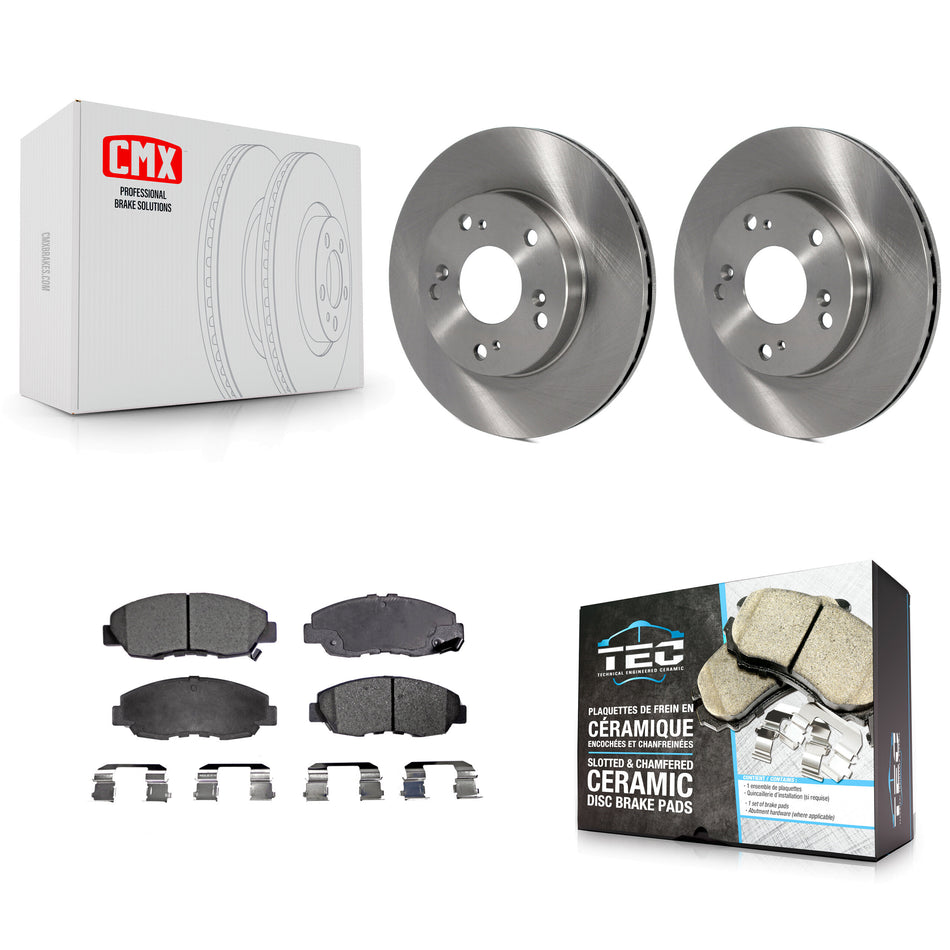 Front Disc Brake Rotors And Ceramic Pads Kit For Honda Civic K8T-100378