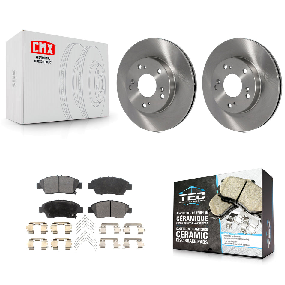Front Disc Brake Rotors And Ceramic Pads Kit For Honda Civic Acura RSX CR-Z K8T-100379