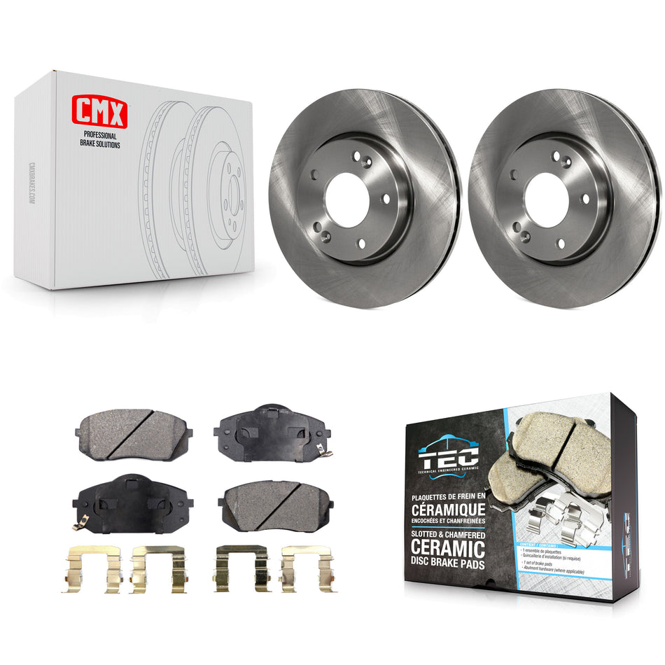 Front Disc Brake Rotors And Ceramic Pads Kit For 2010-2012 Kia Rondo K8T-100388