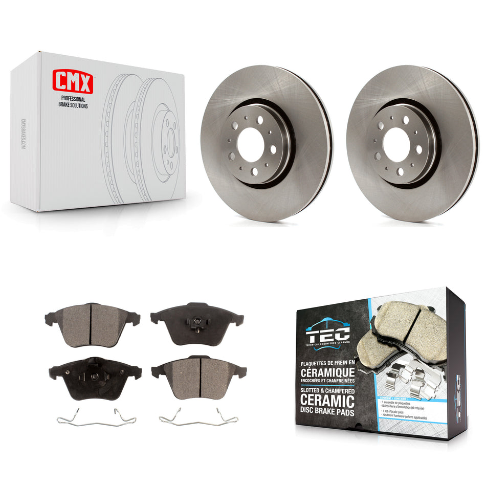 Front Disc Brake Rotors And Ceramic Pads Kit For 2003-2014 Volvo XC90 With 316mm Diameter Rotor K8T-100432