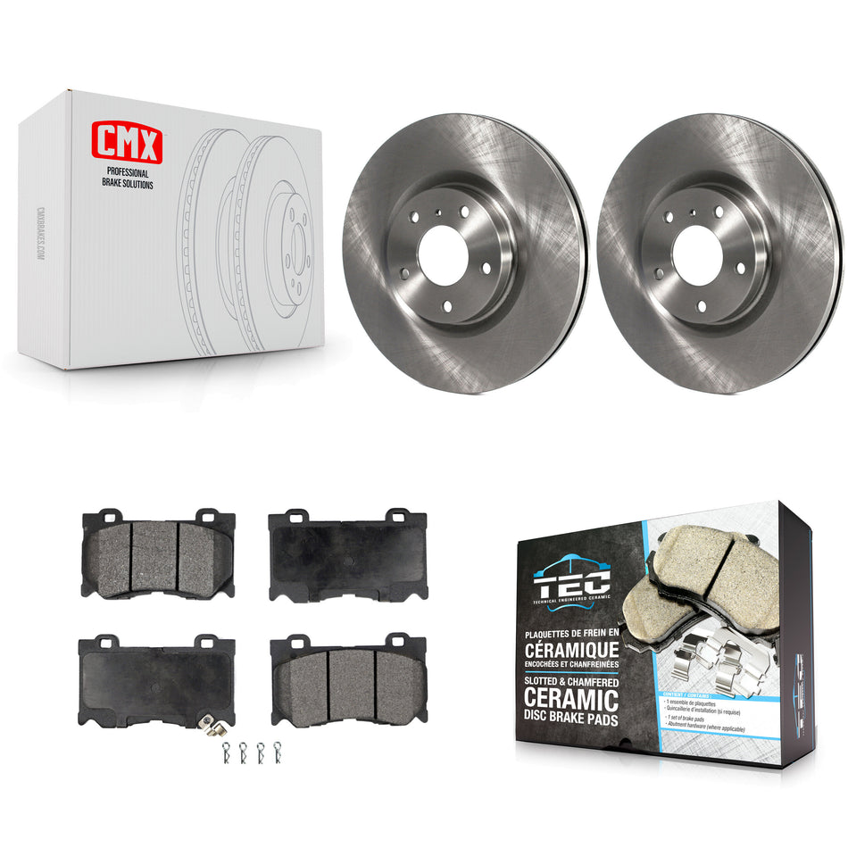 Front Disc Brake Rotors And Ceramic Pads Kit For 2017-2018 INFINITI Q70 Hybrid With Sport Package K8T-100440