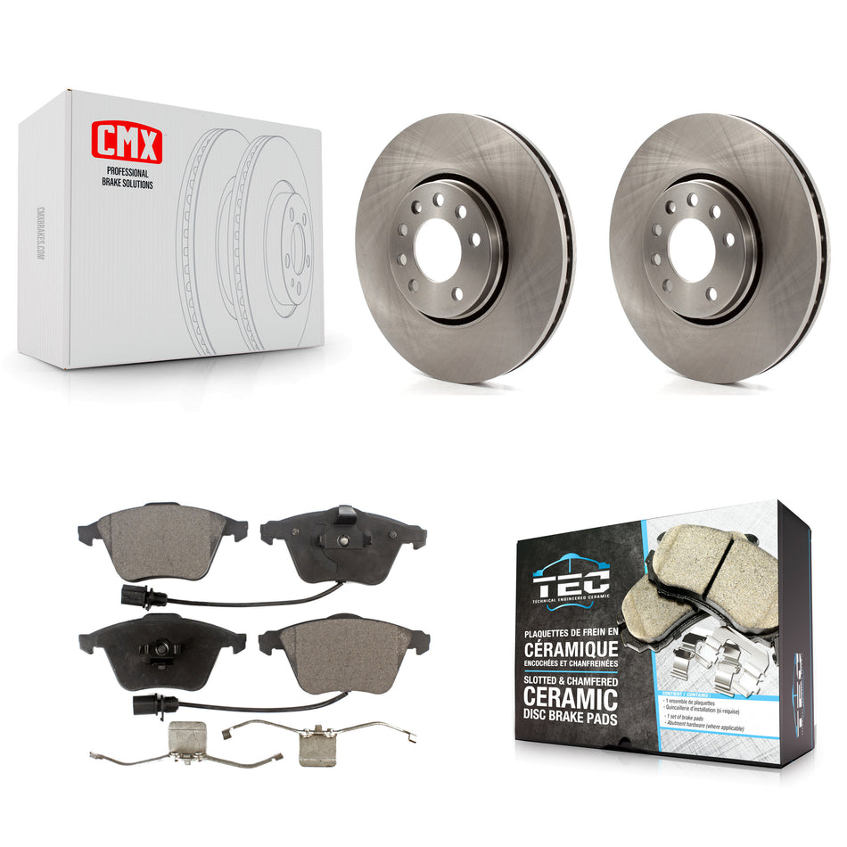 Front Disc Brake Rotors And Ceramic Pads Kit For 2010 Saab 9-3X With 302mm Diameter Rotor K8T-100450