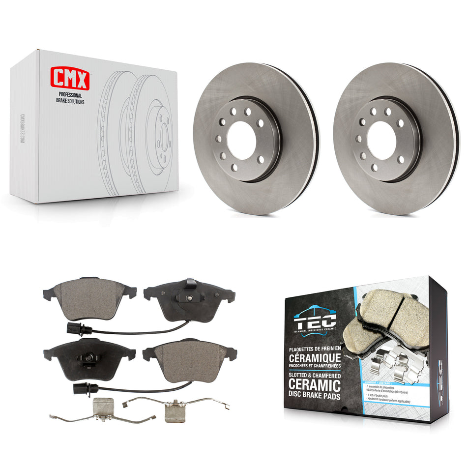 Front Disc Brake Rotors And Ceramic Pads Kit For 2010 Saab 9-3X With 285mm Diameter Rotor K8T-100452