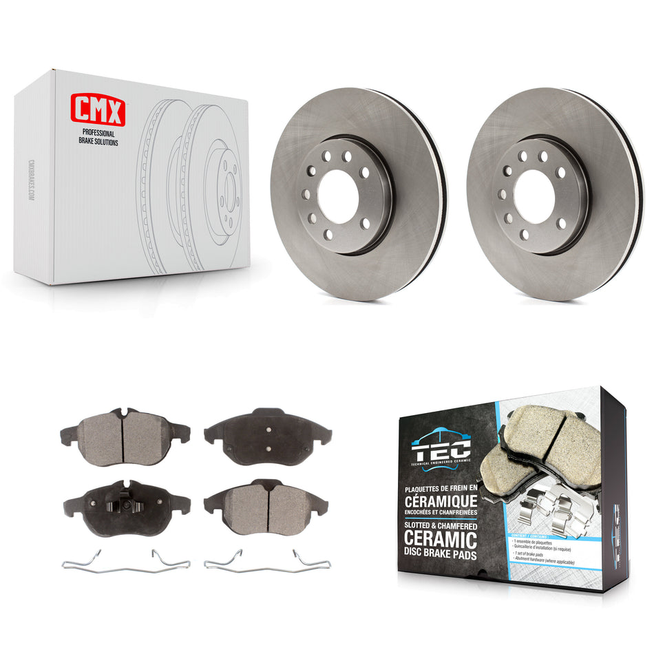 Front Disc Brake Rotors And Ceramic Pads Kit For Saab 9-3 With 285mm Diameter Rotor K8T-100453