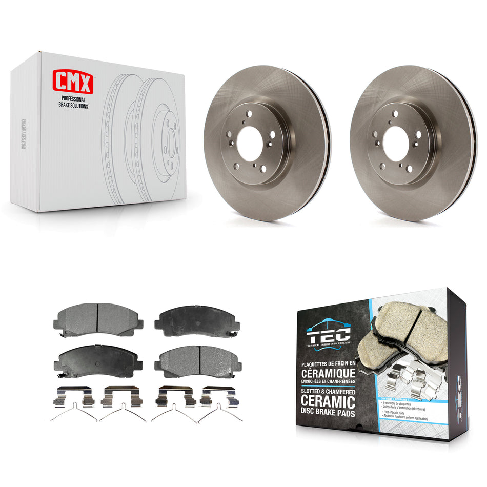 Front Disc Brake Rotors And Ceramic Pads Kit For 2006-2014 Honda Ridgeline K8T-100458