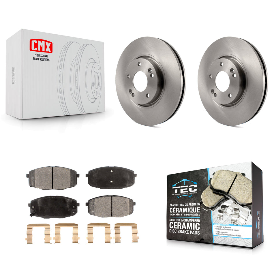 Front Disc Brake Rotors And Ceramic Pads Kit For Kia Forte Koup Forte5 K8T-100484