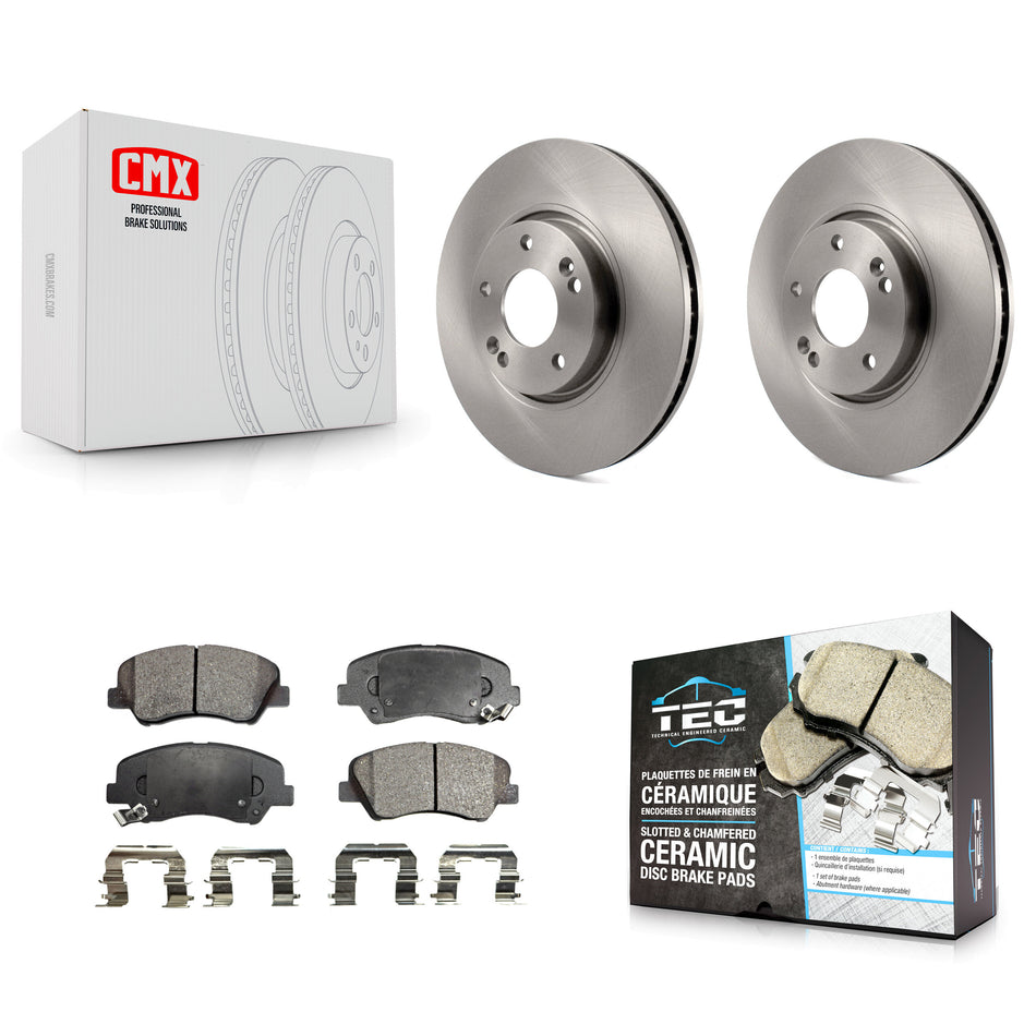 Front Disc Brake Rotors And Ceramic Pads Kit For 2015 Hyundai Veloster Tech RE FLEX SE K8T-100489