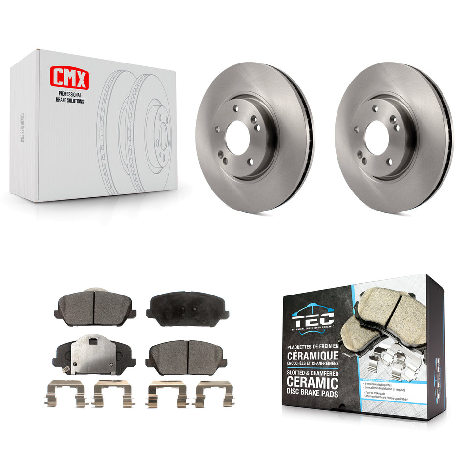 Front Disc Brake Rotors And Ceramic Pads Kit For Kia Forte Forte5 Koup K8T-100490