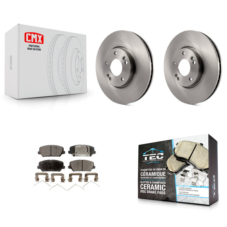 Front Disc Brake Rotors And Ceramic Pads Kit For Kia Forte Hyundai Veloster Forte5 K8T-100492