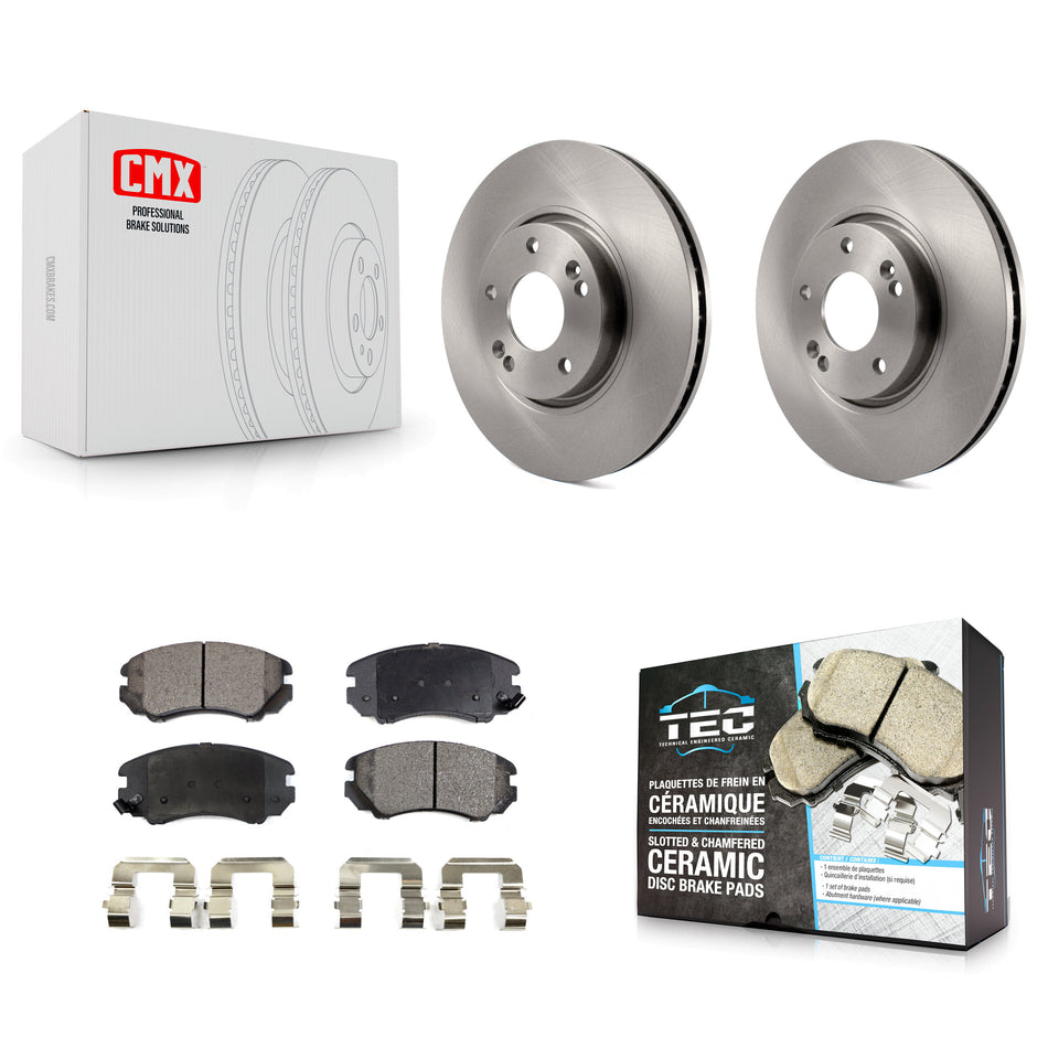 Front Disc Brake Rotors And Ceramic Pads Kit For 2006-2010 Hyundai Sonata 3.3L K8T-100494