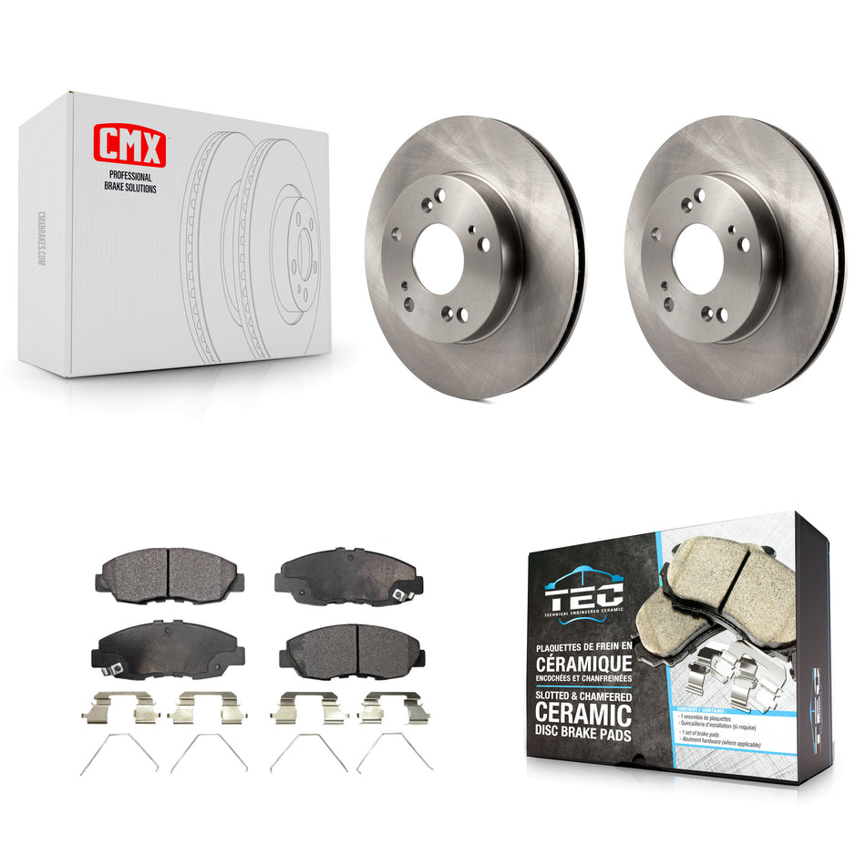 Front Disc Brake Rotors And Ceramic Pads Kit For Honda Civic K8T-100640