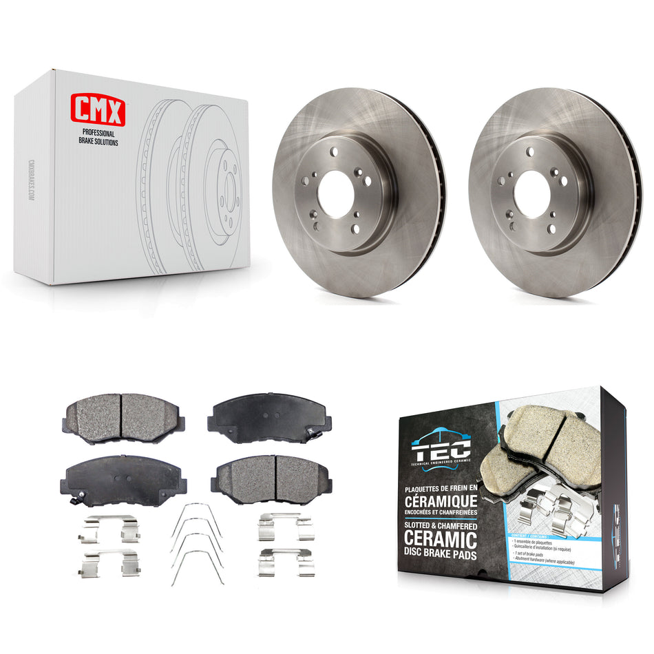 Front Disc Brake Rotors And Ceramic Pads Kit For 2015 Honda Civic EX with Manual transmission K8T-100662