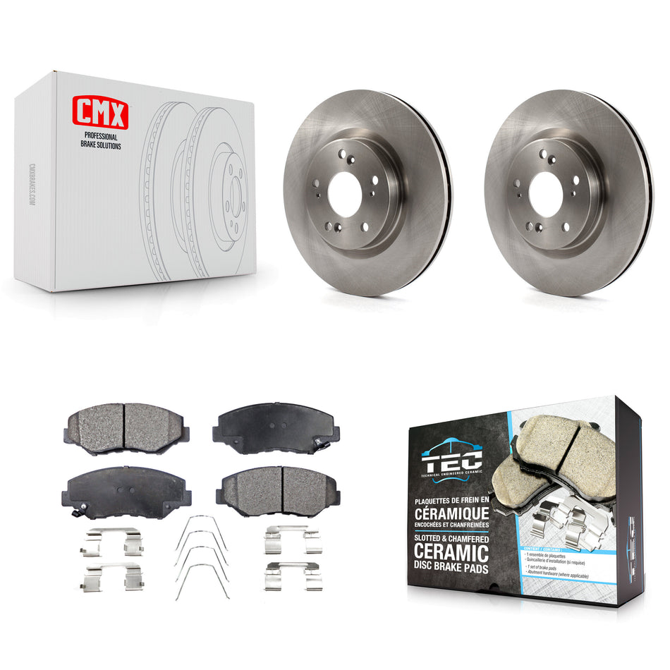 Front Disc Brake Rotors And Ceramic Pads Kit For 2012-2016 Honda CR-V FWD K8T-100663