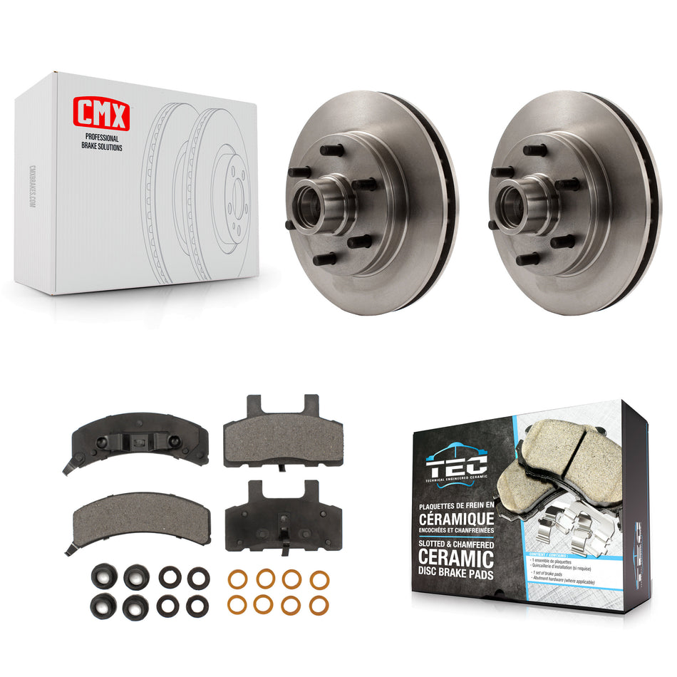 Front Disc Brake Rotors Hub Assembly And Ceramic Pads Kit For Chevrolet C2500 Express 2500 GMC Savana K8T-100711