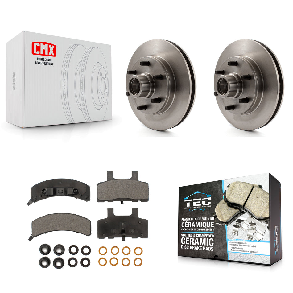 Front Disc Brake Rotors Hub Assembly And Ceramic Pads Kit For Chevrolet C2500 Express 2500 GMC Savana K8T-100711