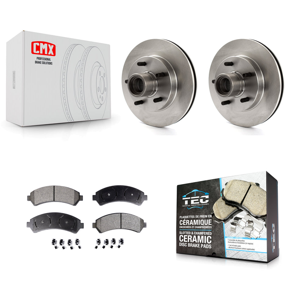 Front Disc Brake Rotors Hub Assembly And Ceramic Pads Kit For 2000 Chevrolet Blazer RWD K8T-100714