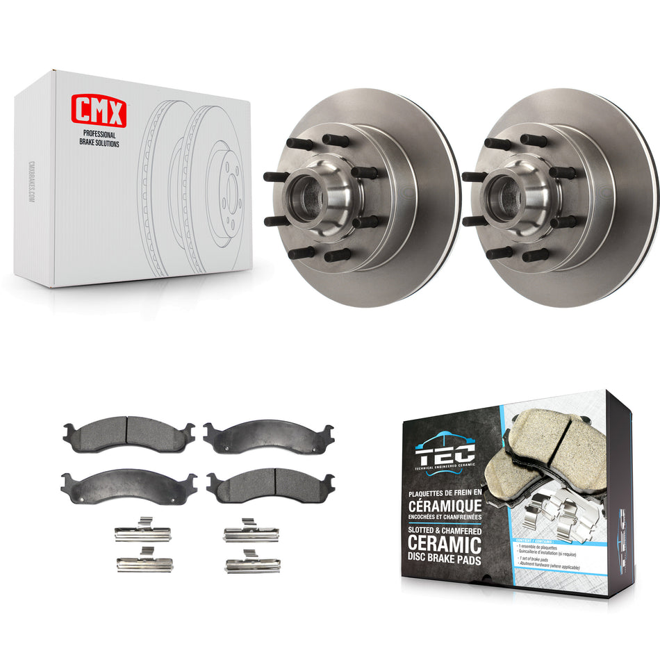 Front Disc Brake Rotors Hub Assembly And Ceramic Pads Kit For Ford F-350 F-250 E-250 Econoline E-350 Club Wagon Super Duty K8T-100721