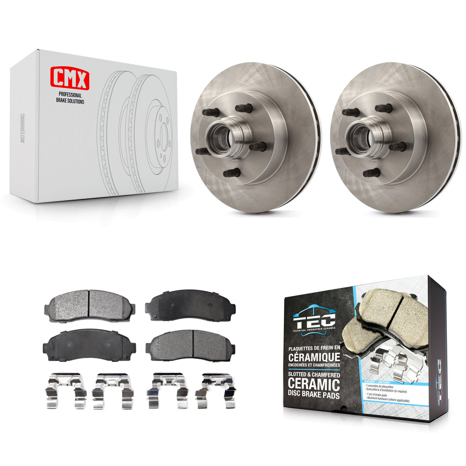 Front Disc Brake Rotors Hub Assembly And Ceramic Pads Kit For Mazda B2300 B3000 B4000 With 10.25" Diameter Rotor K8T-100733