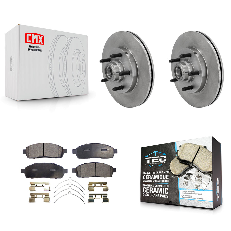Front Disc Brake Rotors Hub Assembly And Ceramic Pads Kit For 2004 Ford F-150 RWD With 5 Lug Wheels K8T-100738