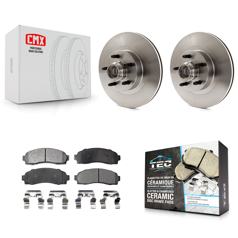 Front Disc Brake Rotors Hub Assembly And Ceramic Pads Kit For Ford Explorer Sport Trac RWD K8T-100741