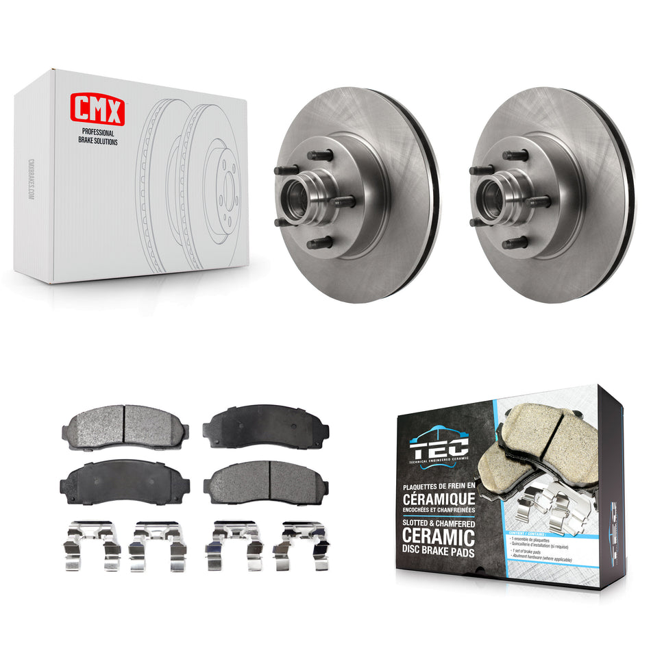 Front Disc Brake Rotors Hub Assembly And Ceramic Pads Kit For 2010-2011 Ford Ranger RWD K8T-100758