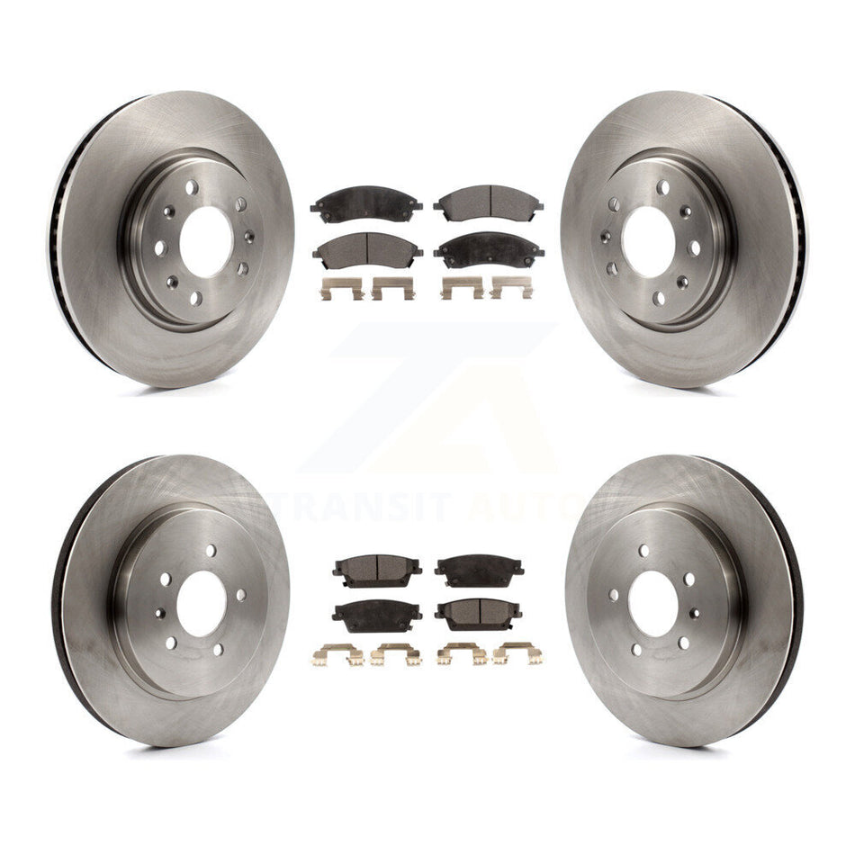Front Rear Disc Brake Rotors And Ceramic Pads Kit For 2006-2007 Cadillac CTS Base With Sport Suspension 303mm Diameter Rotor K8T-100799