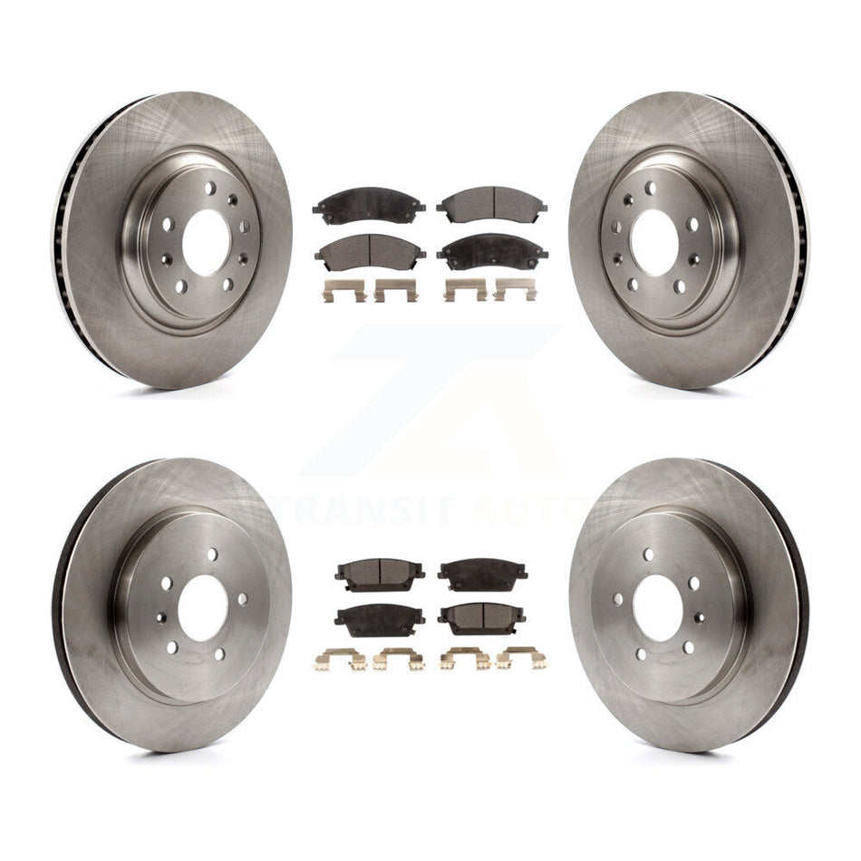 Front Rear Disc Brake Rotors And Ceramic Pads Kit For 2006-2007 Cadillac CTS Base With Sport Suspension 323mm Diameter Rotor K8T-100815